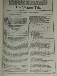 First folio of The Winter's Tale