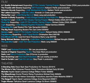 acting resume without css